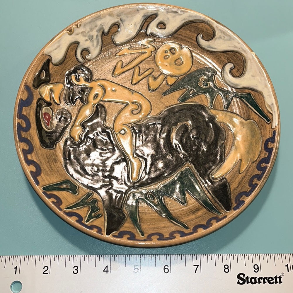 Sherwater signed pottery plate - authentic- in pristine condition- no damage